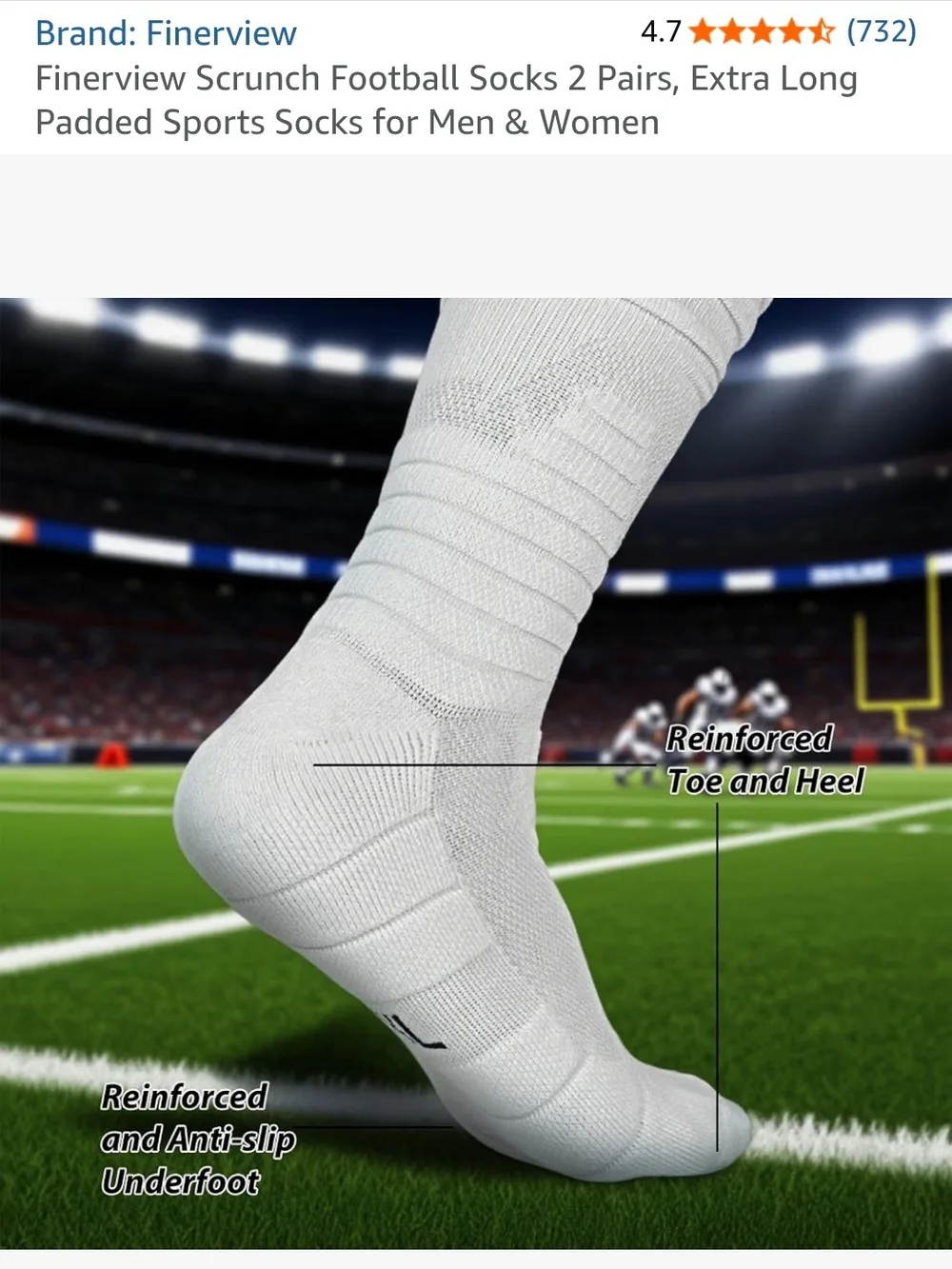 White Athletic Scrunch Football Socks